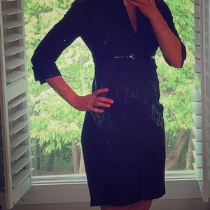 Black button up express dress